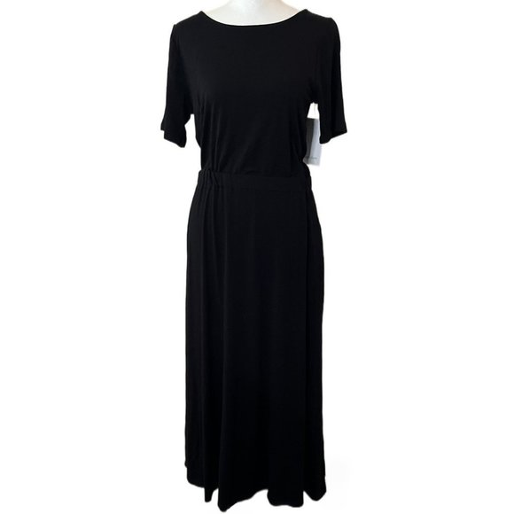 Karen Kane Black Cinched Waist & Swingy Midi Skirt Artisan Dress Size Small NWT - Picture 7 of 13